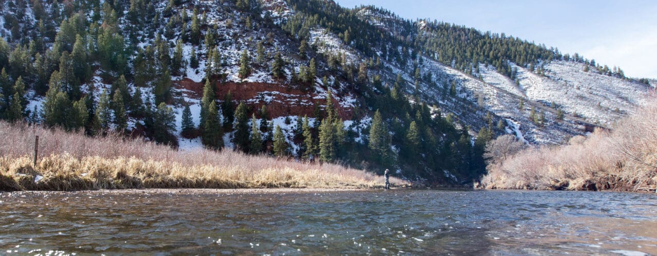 fishing in a creek in the mountains